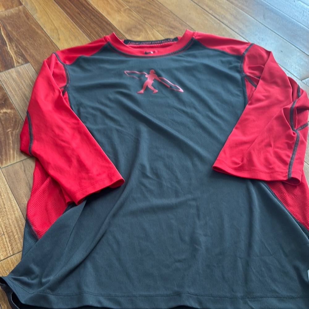 Under Armour Red and Black Long Sleeve Tee